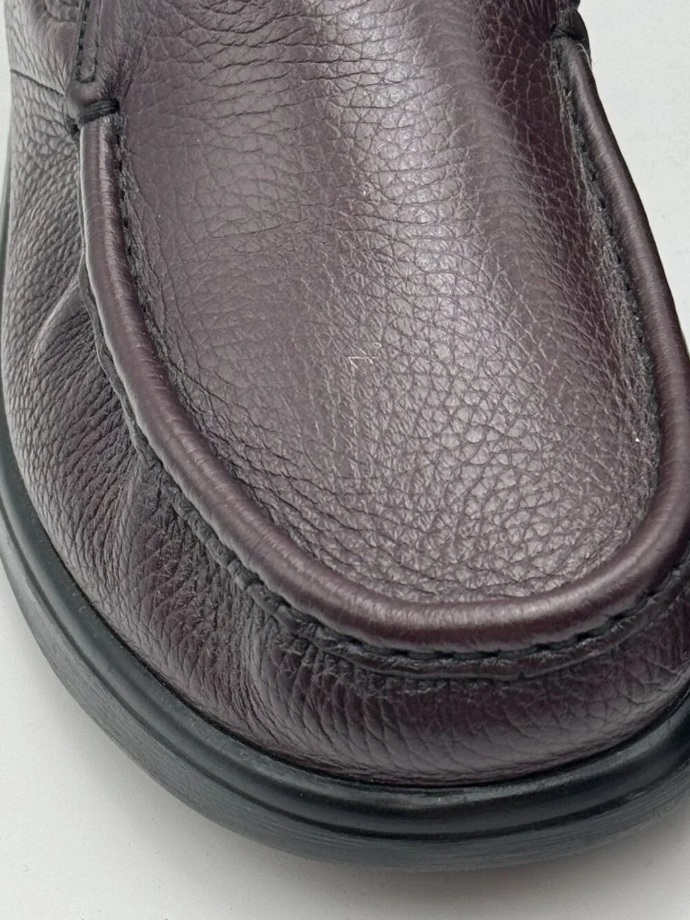 SAS Side Gore Burgundy Pebbled Leather Slip On Moc Toe Loafers Mens 11.5M Shoes